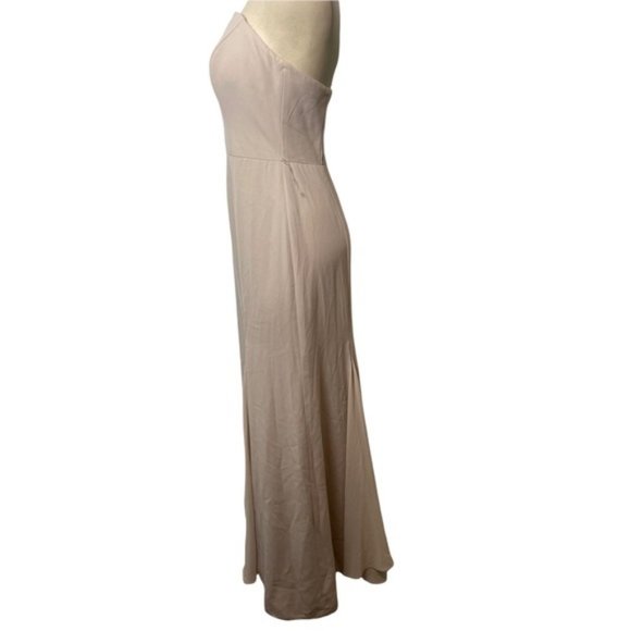 VERA WANG 'White' Bridesmaid Prom V-Wire Crepe Mermaid Dress Light Mauve Size 4 - Picture 6 of 14